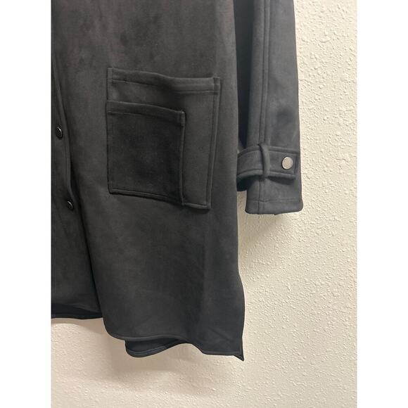 NWT Ace Ivy Women’s Snap Up Black Faux Suede Trench Coat Jacket size XL $158 - Picture 4 of 11